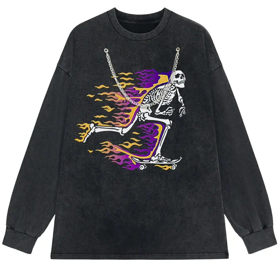 Vintage Washed Skull Graphic T-Shirt Men's Unisex High Street Oversized Tee by Vimost Shop