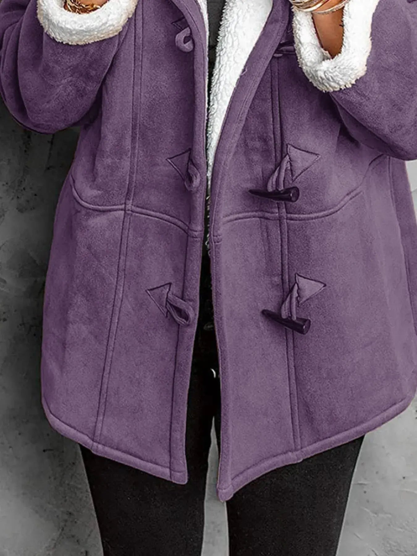 Full Size Cozy Sherpa Lined Toggle Coat with Hood Plus Size | Partner Labels Selection by Partner Label
