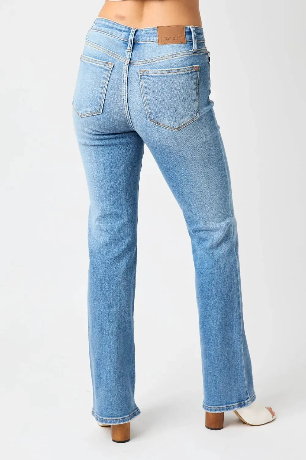 Judy Blue Full Size Mid-Rise Waist Straight Jeans by Judy Blue