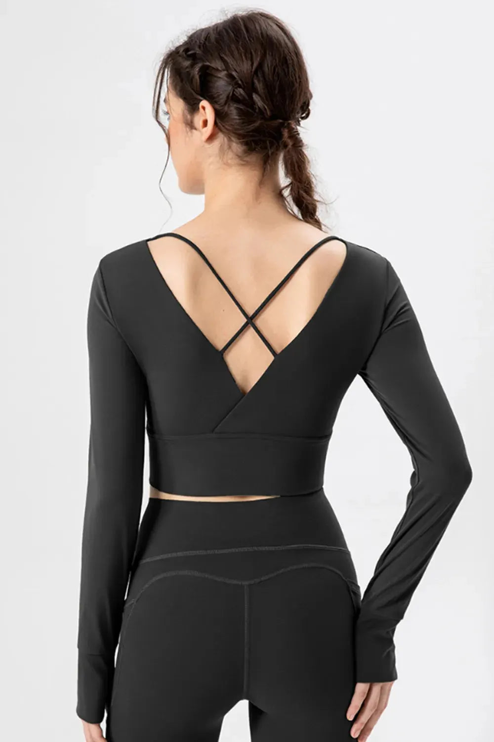 Square Neck Crisscross Active T-Shirt by Partner Label