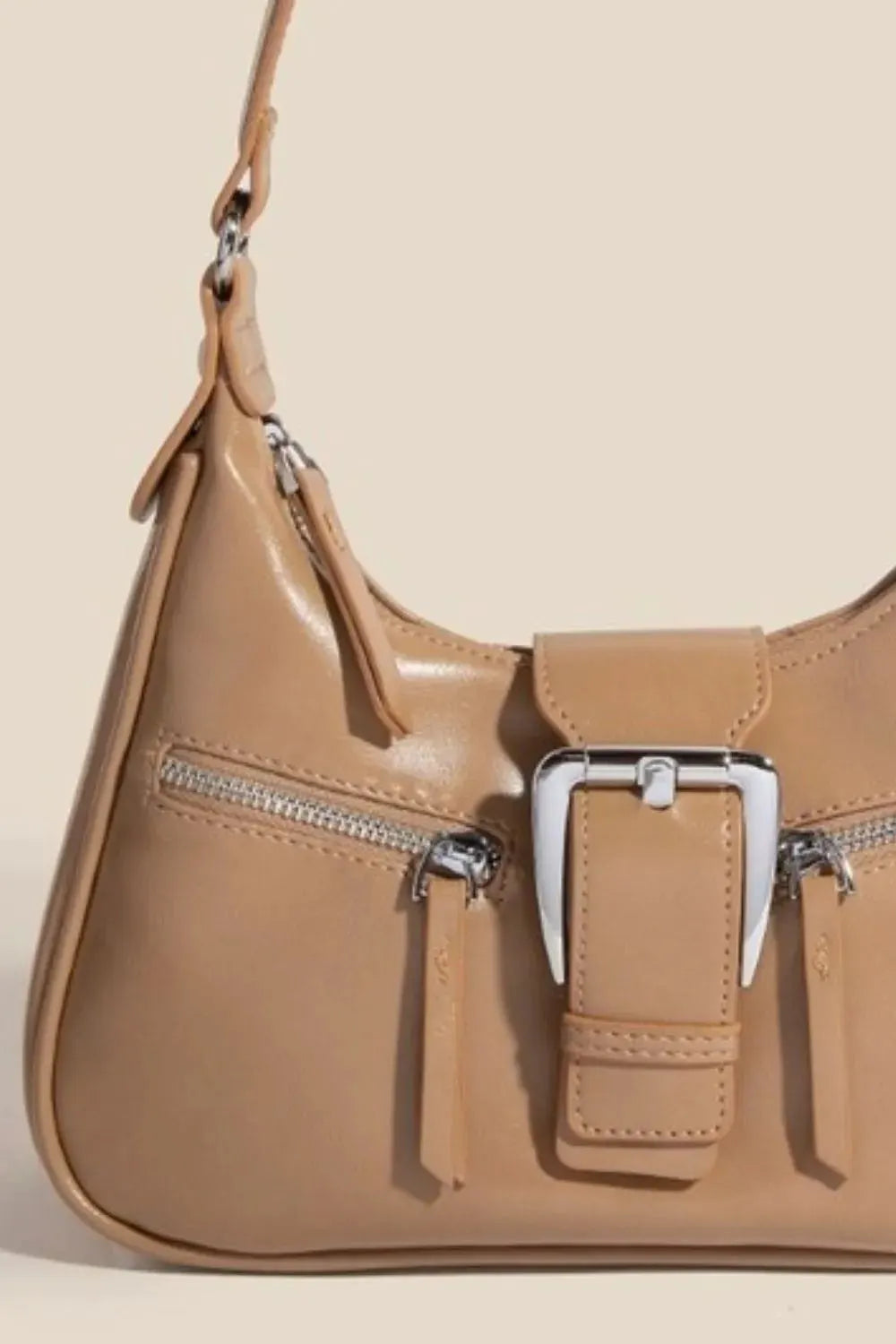 Fame Large Buckle Triple Zipper Hand Bag by Fame