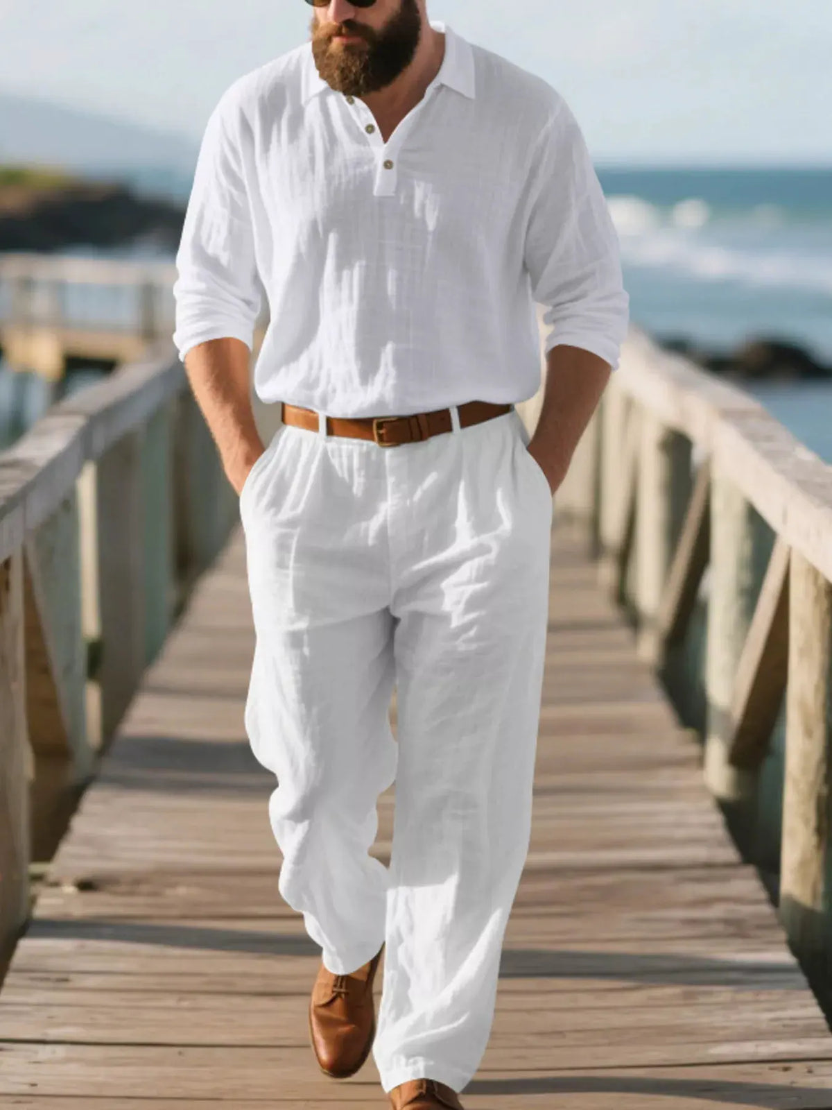 Men's Full Size Long Sleeve Top and Pants Set Plus Size by Trendsi