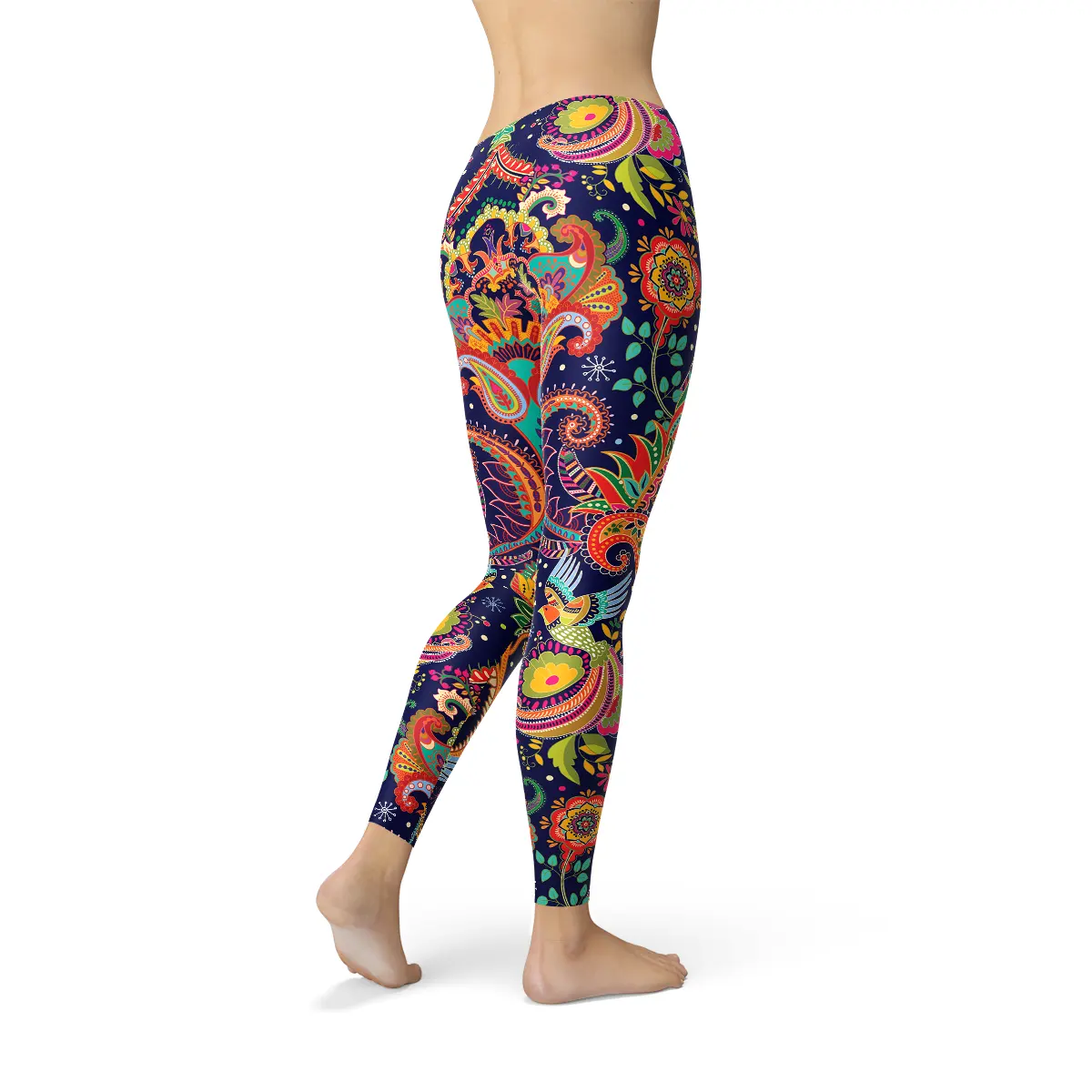 Womens Ornamental Blue Paisley Leggings by Maroon Sooty