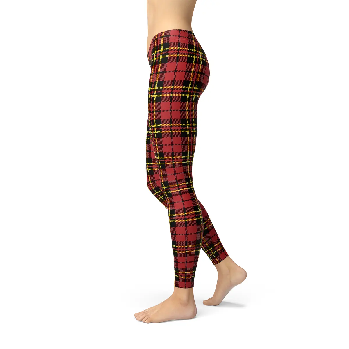 Womens Red Plaid Tartan Leggings by Maroon Sooty