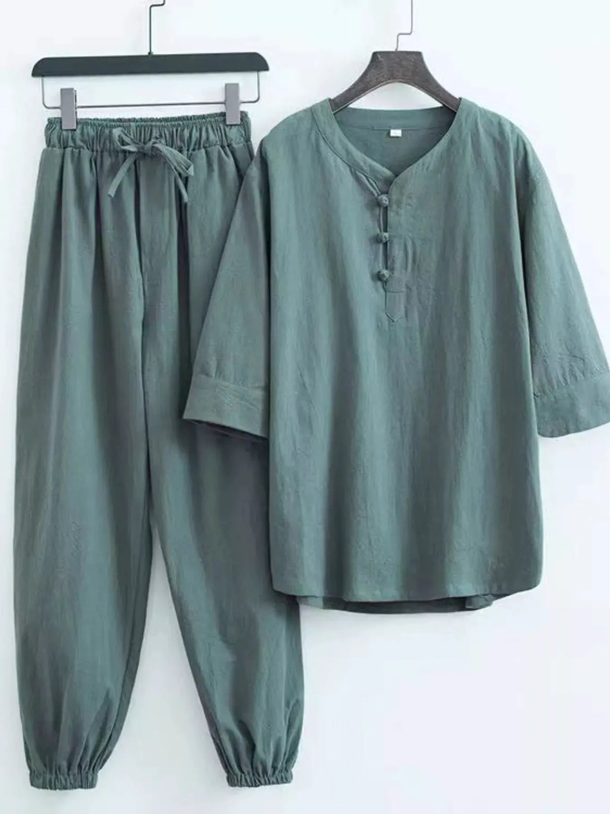Men's Plus Size Chinese Style Top and Pants Set by Partner Label