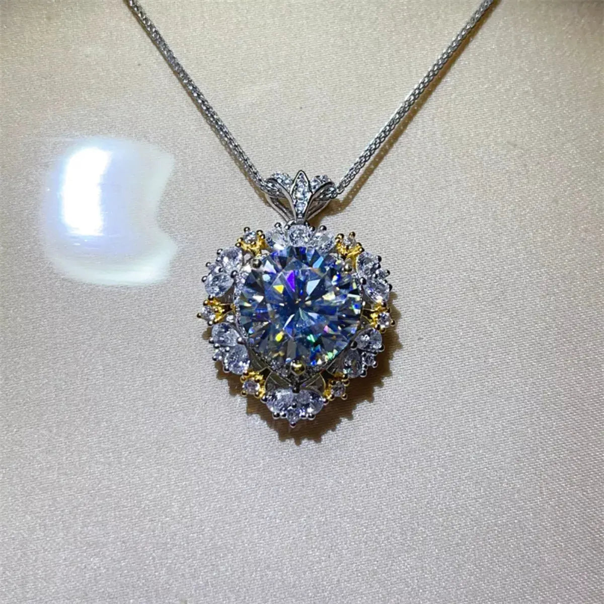 5 Carat Moissanite 925 Sterling Silver Necklace by Partner Labels