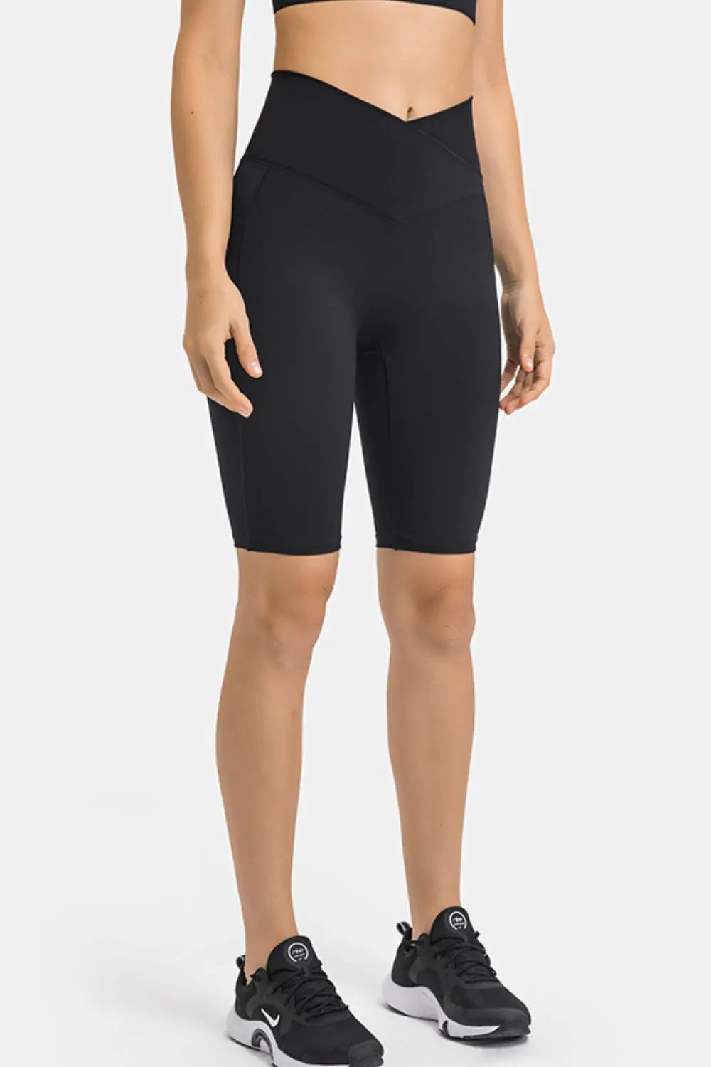 Millennia High Waist Biker Shorts with Pockets by Millennia