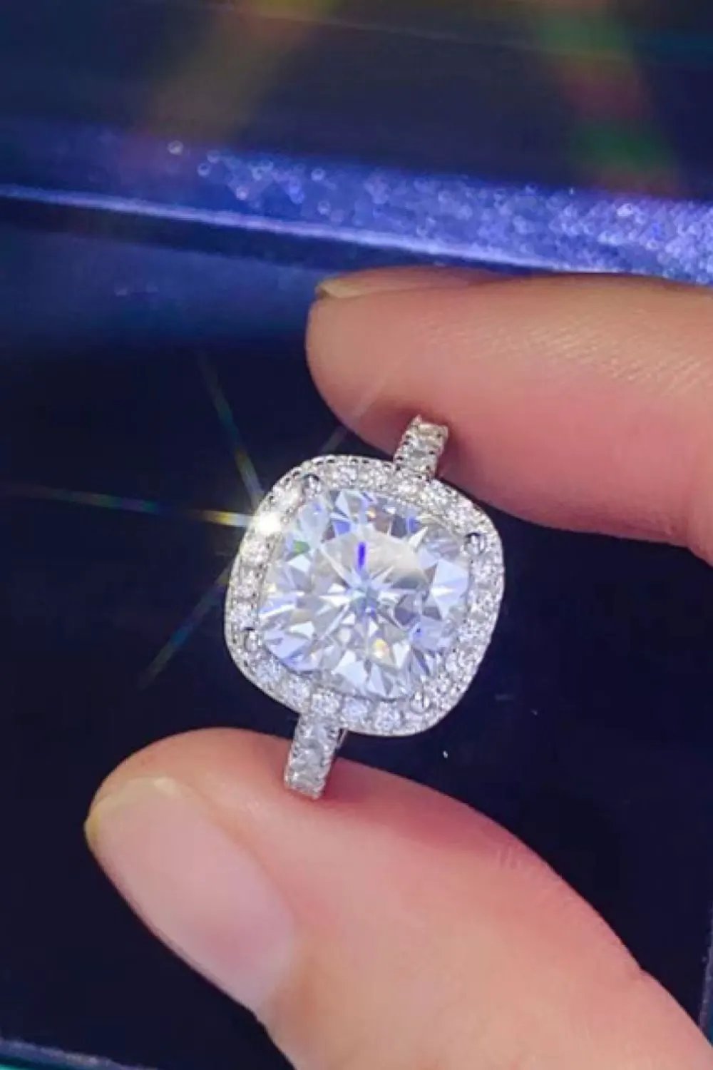 3 Carat Moissanite 925 Sterling Silver Square Ring by Partner Label