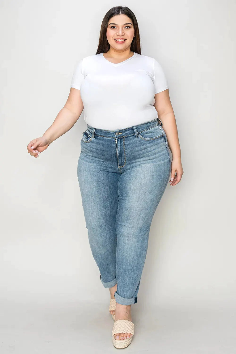 Judy Blue Full Size Cuffed Hem Slim Jeans by Judy Blue