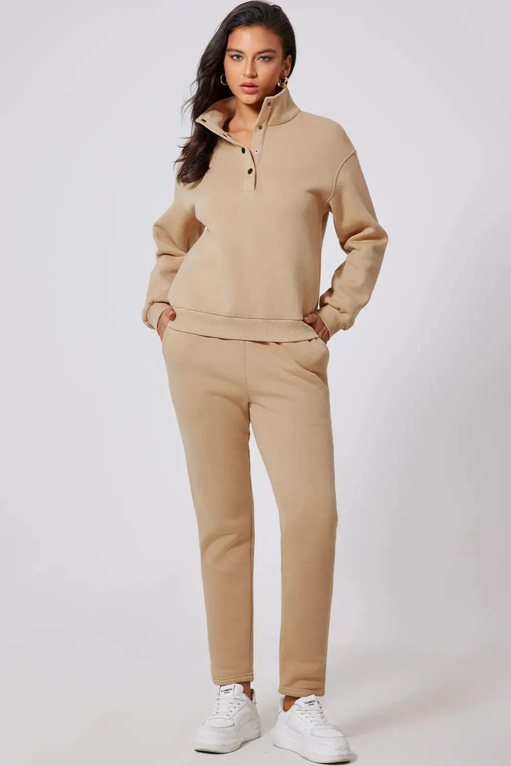 Half Snap Turtleneck Top and Pants Active Set by Partner Label