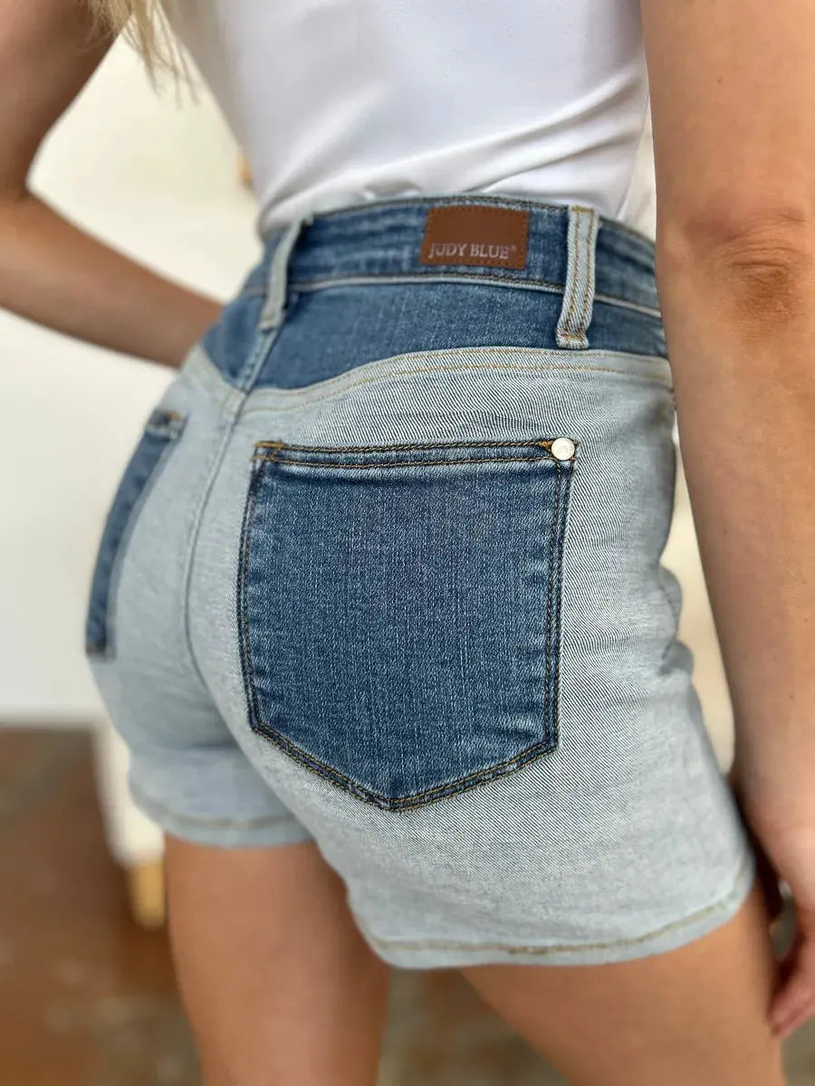 Judy Blue Full Size Color Block Denim Shorts by Judy Blue