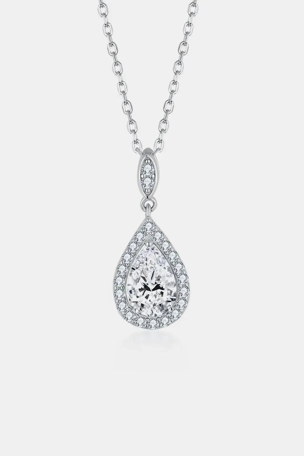 1.5 Carat Moissanite 925 Sterling Silver Teardrop Necklace by Partner Labels