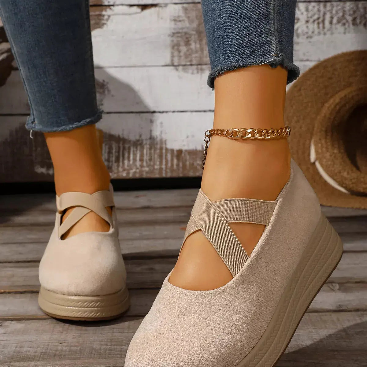 Crisscross Wedge Slip-Ons by Partner Label