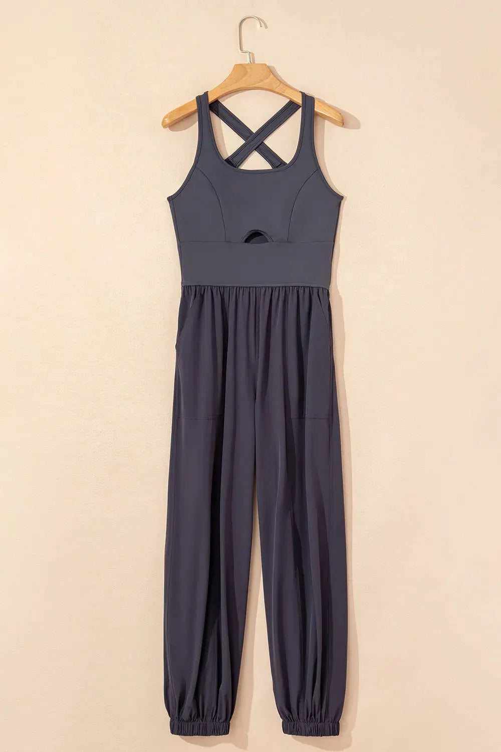 Cutout Square Neck Wide Strap Active Jumpsuit by Partner Label