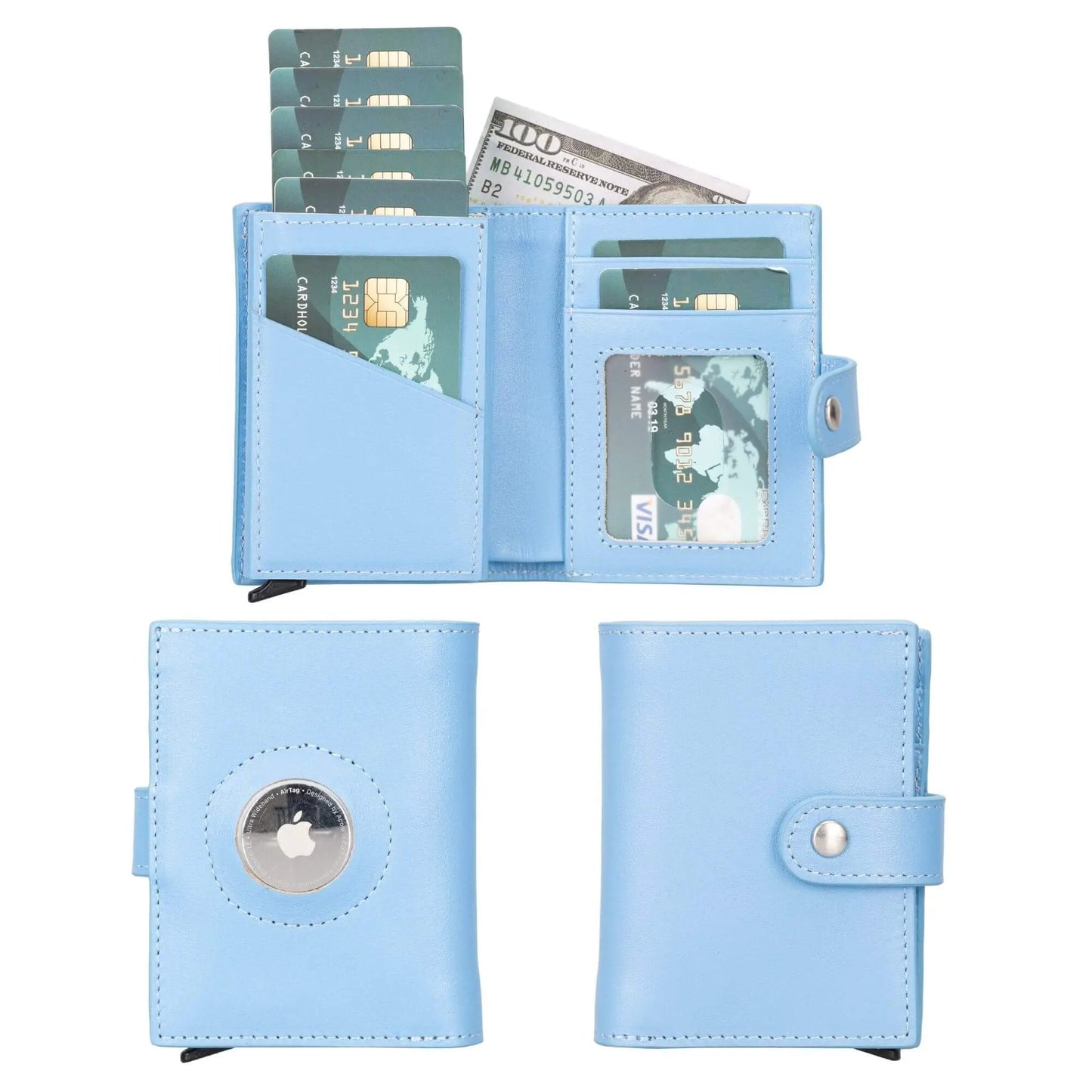 Douglas Genuine Leather Pop-Up Wallet with AirTag Slot - RFID Blocking Cardholder by TORONATA