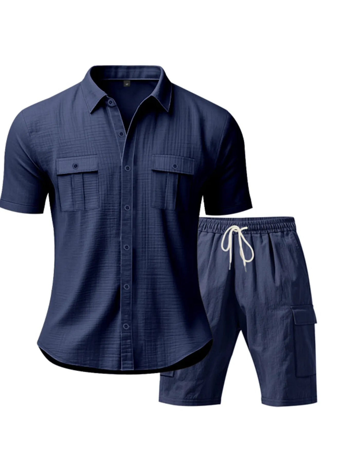 Men's Full Size Button Up Shirt and Shorts Set Plus Size by Trendsi