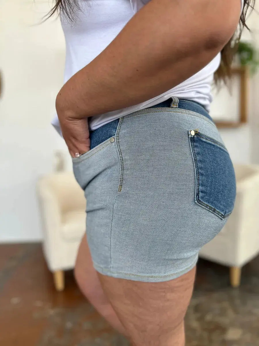 Judy Blue Full Size Color Block Denim Shorts by Judy Blue