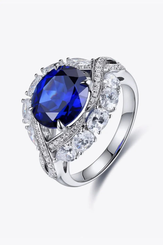 5 Carat Lab-Grown Sapphire Platinum-Plated Ring by Partner Label
