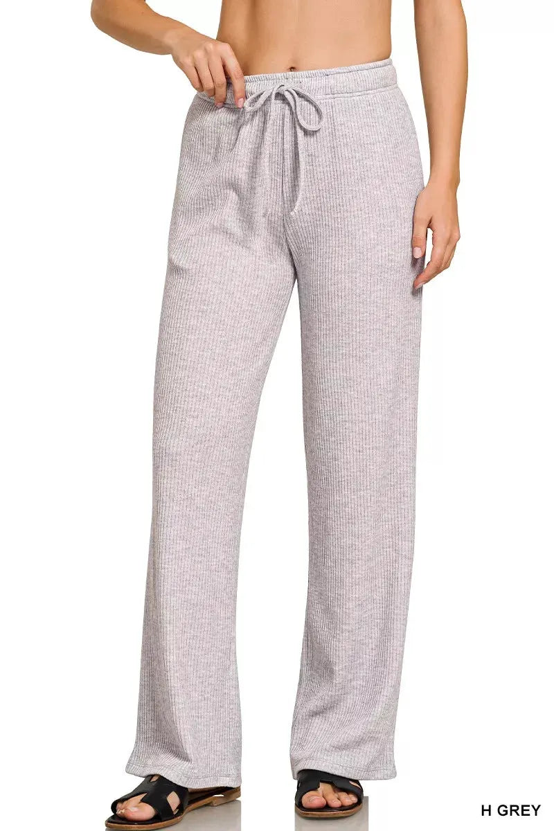 Zenana Ribbed Drawstring Lounge Pants by Zenana