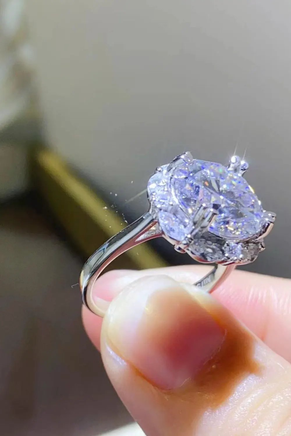 5 Carat Moissanite 925 Sterling Silver Ring by Partner Label