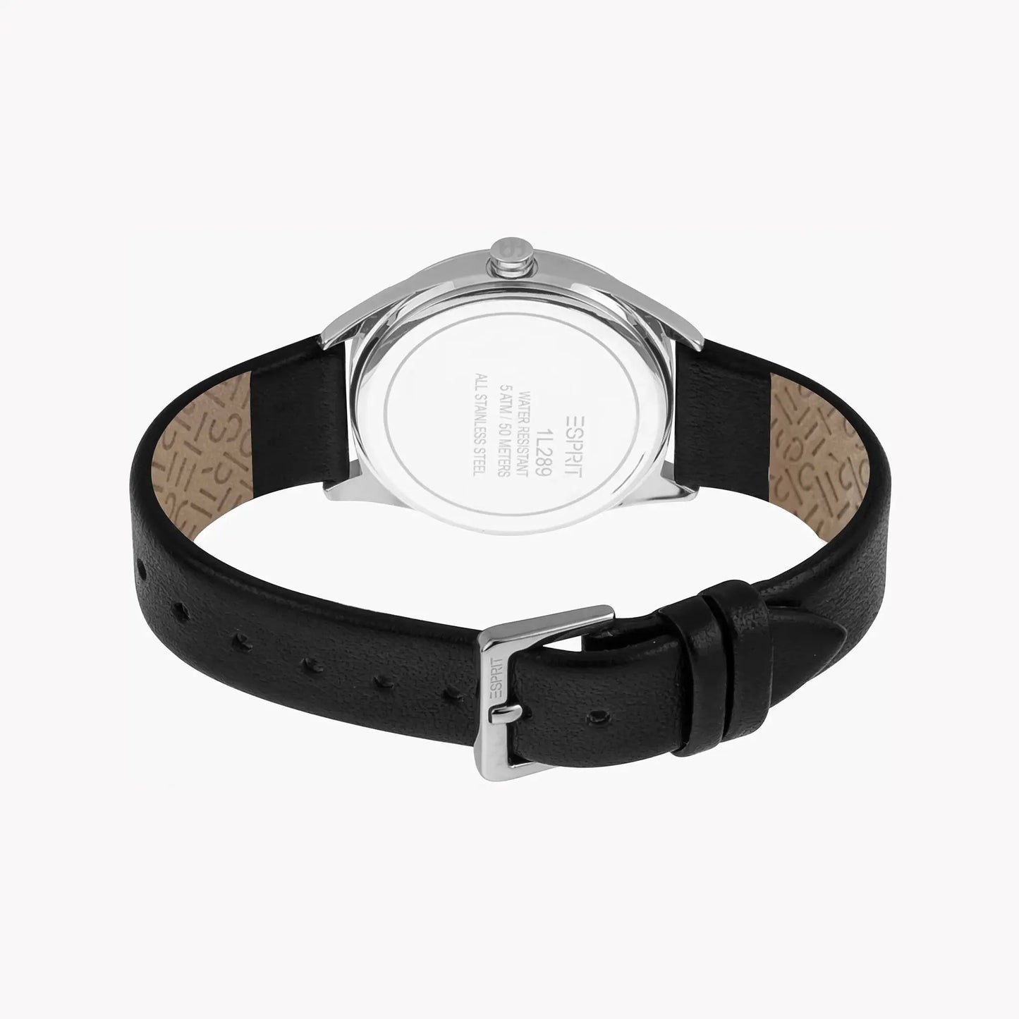 Esprit Women's Black Leather Watch, Silver Dial | ES1L289L0015 by ESPRIT