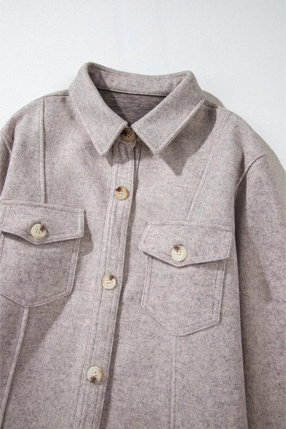 Button Up Collared Neck Long Sleeve Jacket by Partner Label