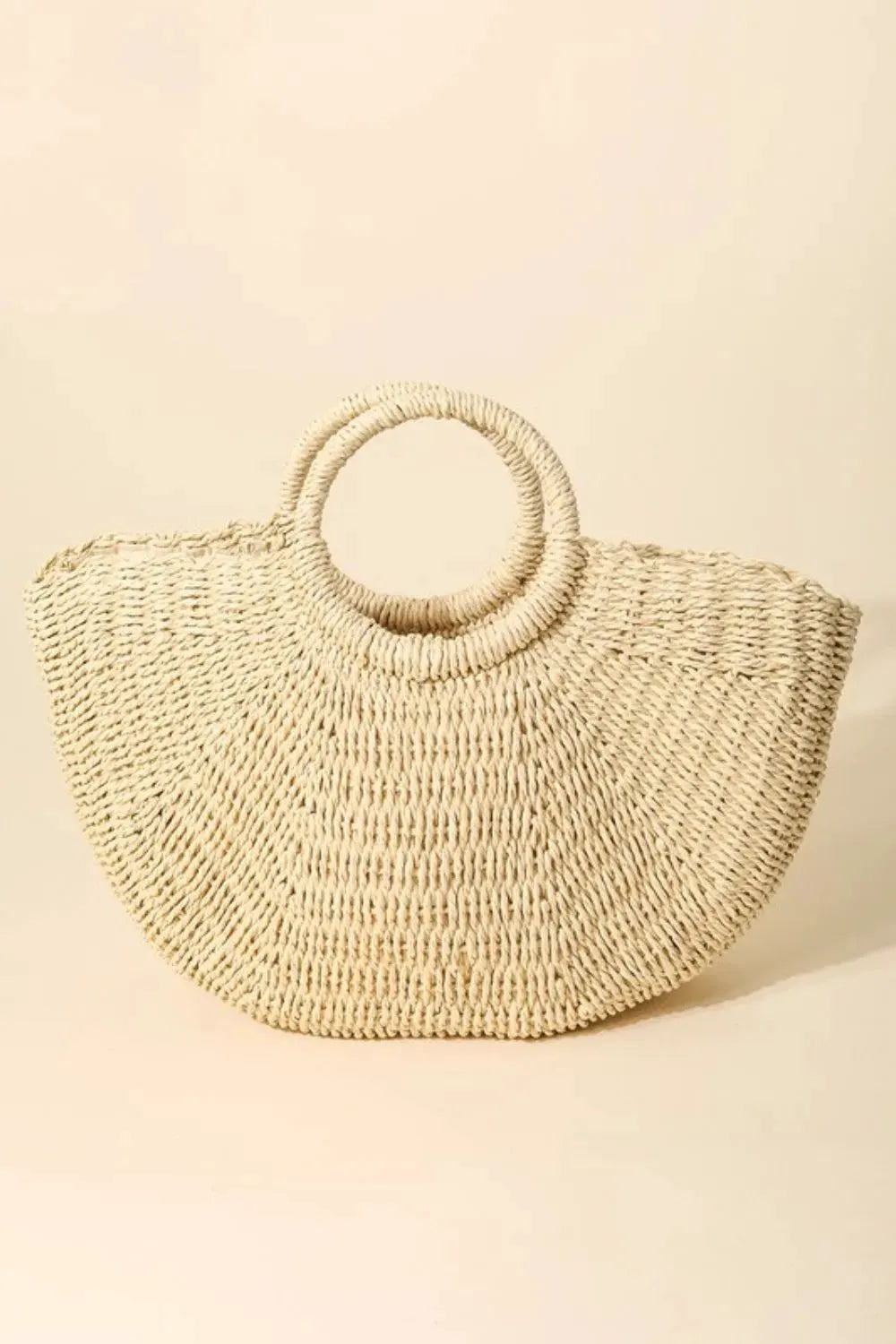 Fame Half Moon Straw Tote Bag by Fame