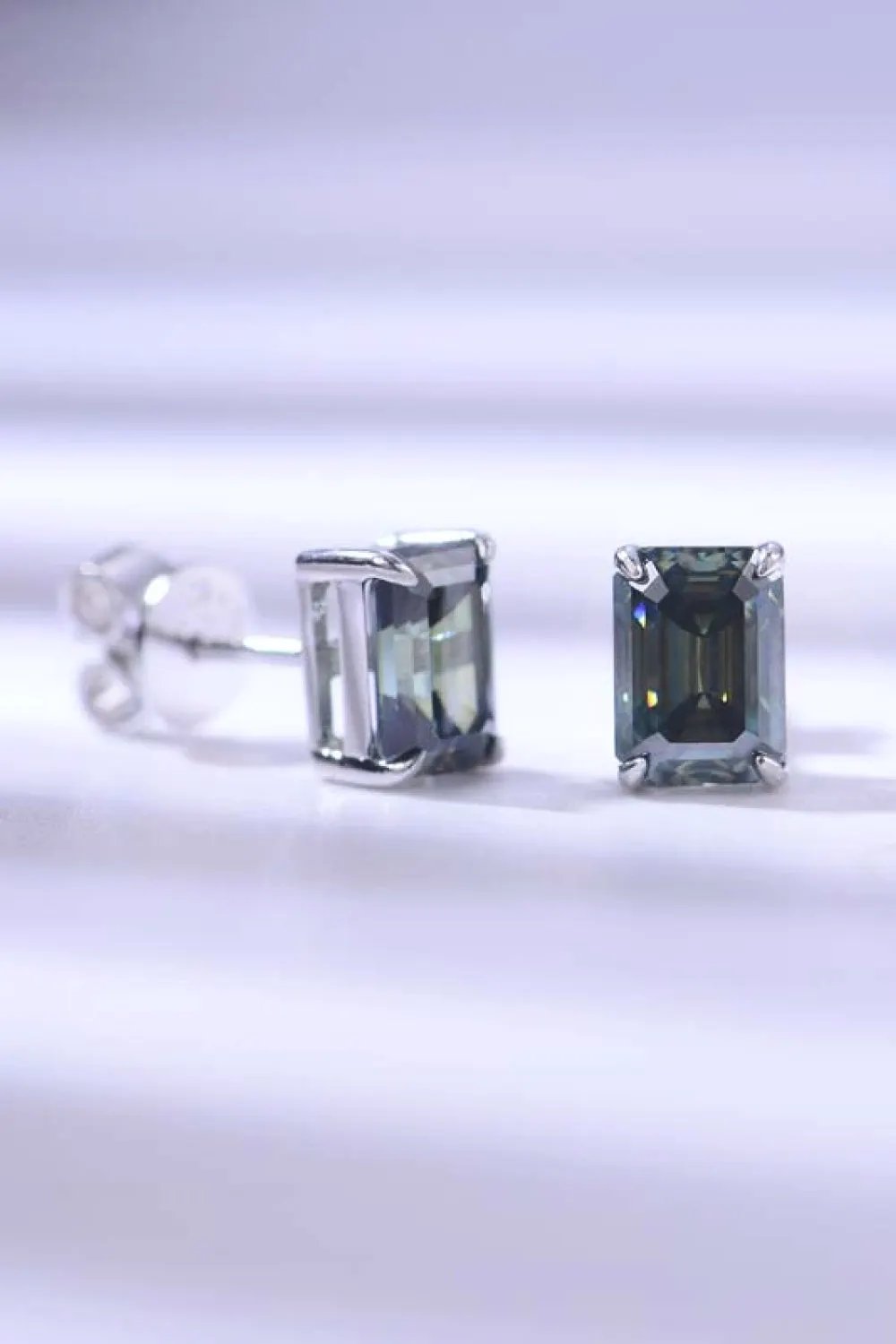 2 Carat Moissanite Stud Earrings in Green by Partner Label