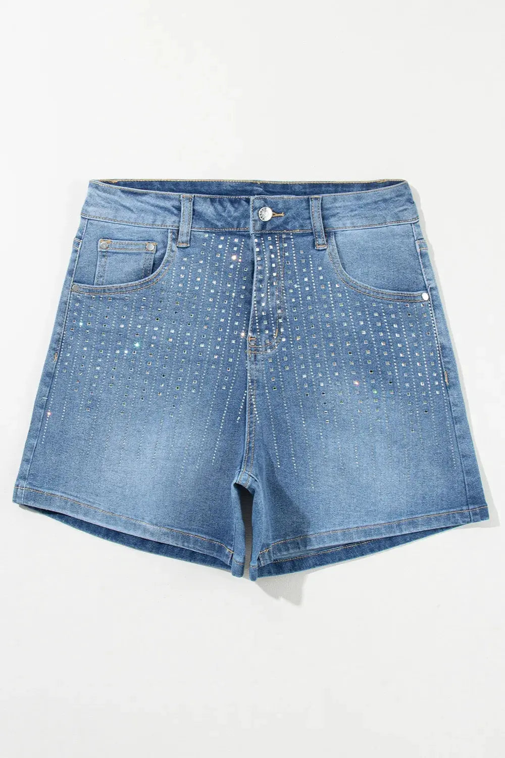 Rhinestone High Waist Denim Shorts by Partner Label