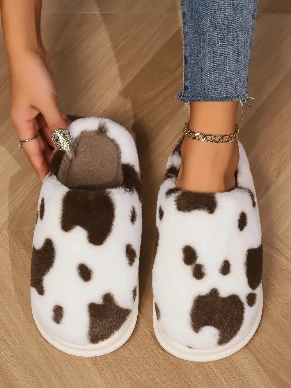 Animal Print Faux Fur Slippers by Partner Label