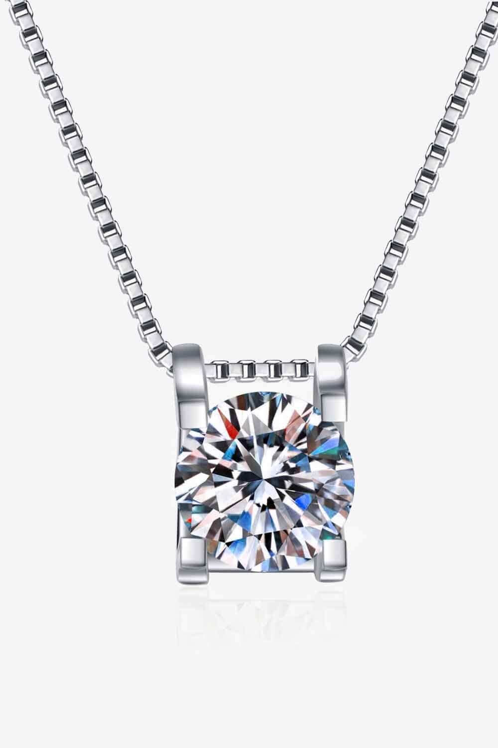 1 Carat Moissanite 925 Sterling Silver Chain Necklace by Partner Label