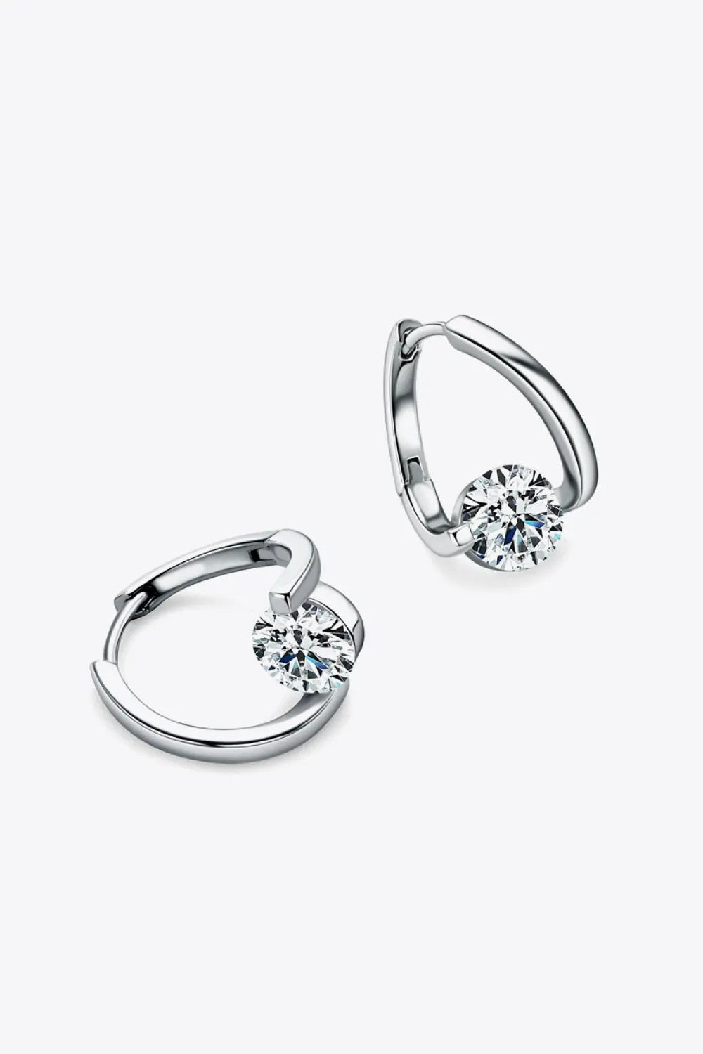 2 Carat Moissanite 925 Sterling Silver Heart Earrings by Partner Label