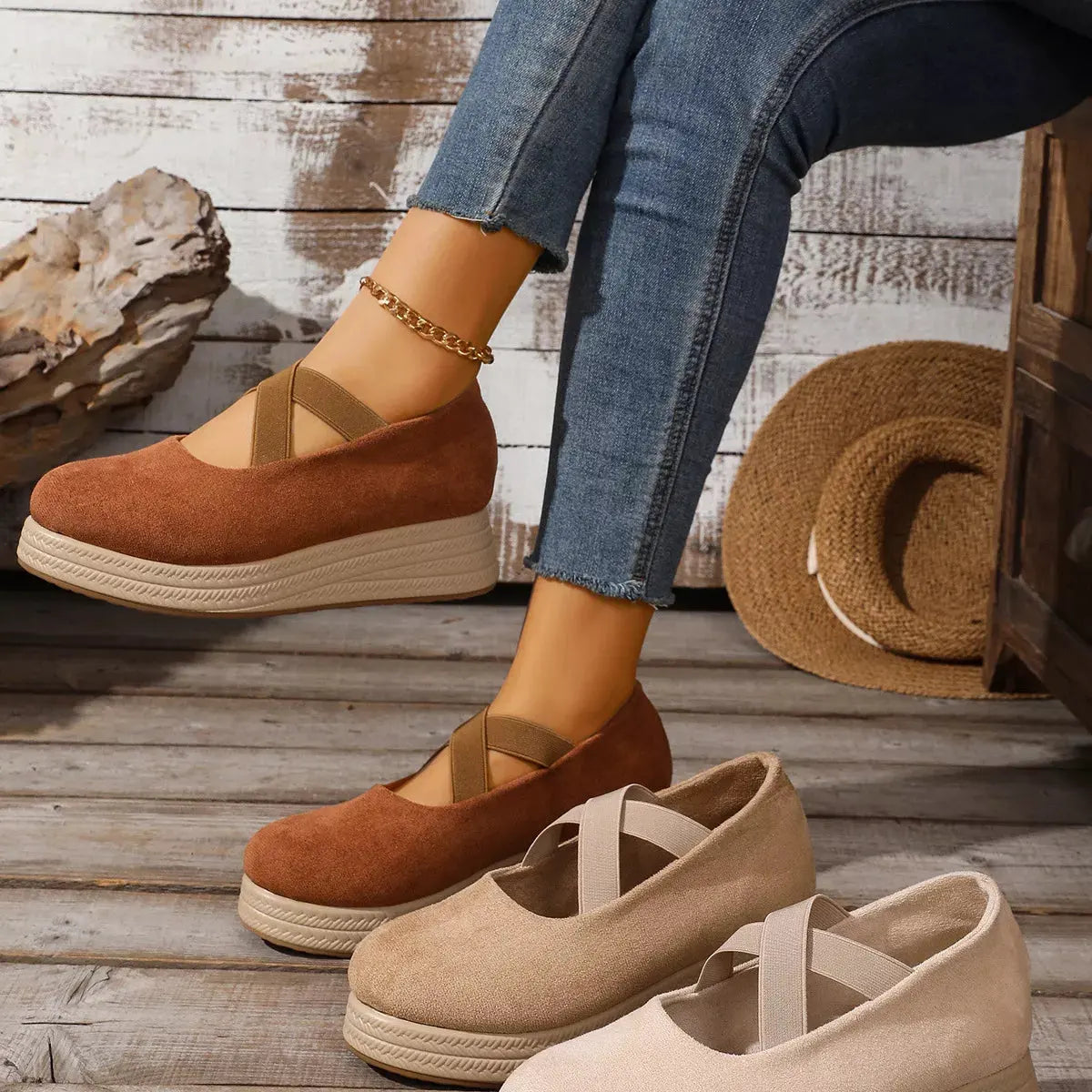 Crisscross Wedge Slip-Ons by Partner Label