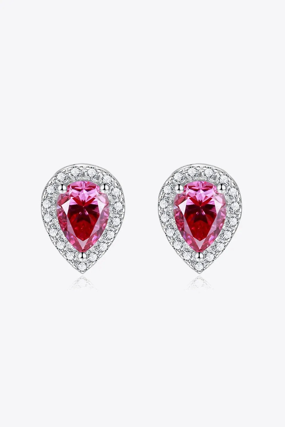2 Carat Moissanite Teardrop Stud Earrings in Rose by Partner Label