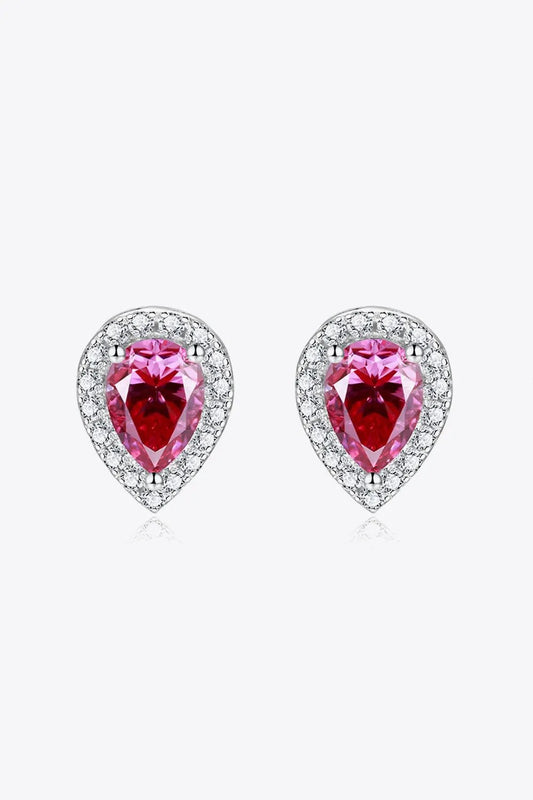 2 Carat Moissanite Teardrop Stud Earrings in Rose by Partner Label