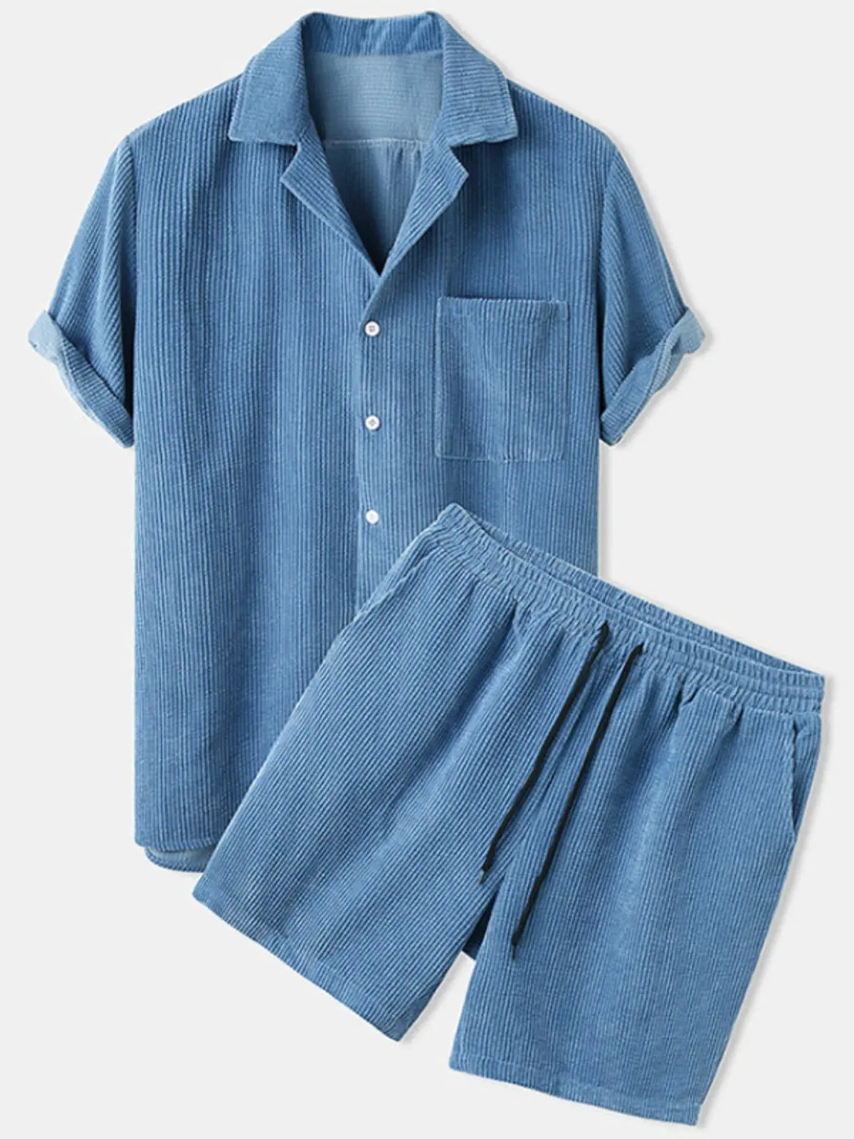 Men's Full Size Classic Textured Top and Shorts Set Plus Size by Trendsi