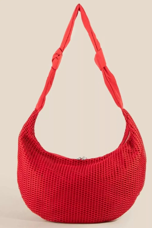 Fame Textured Mesh Knot Shoulder Bag by Fame
