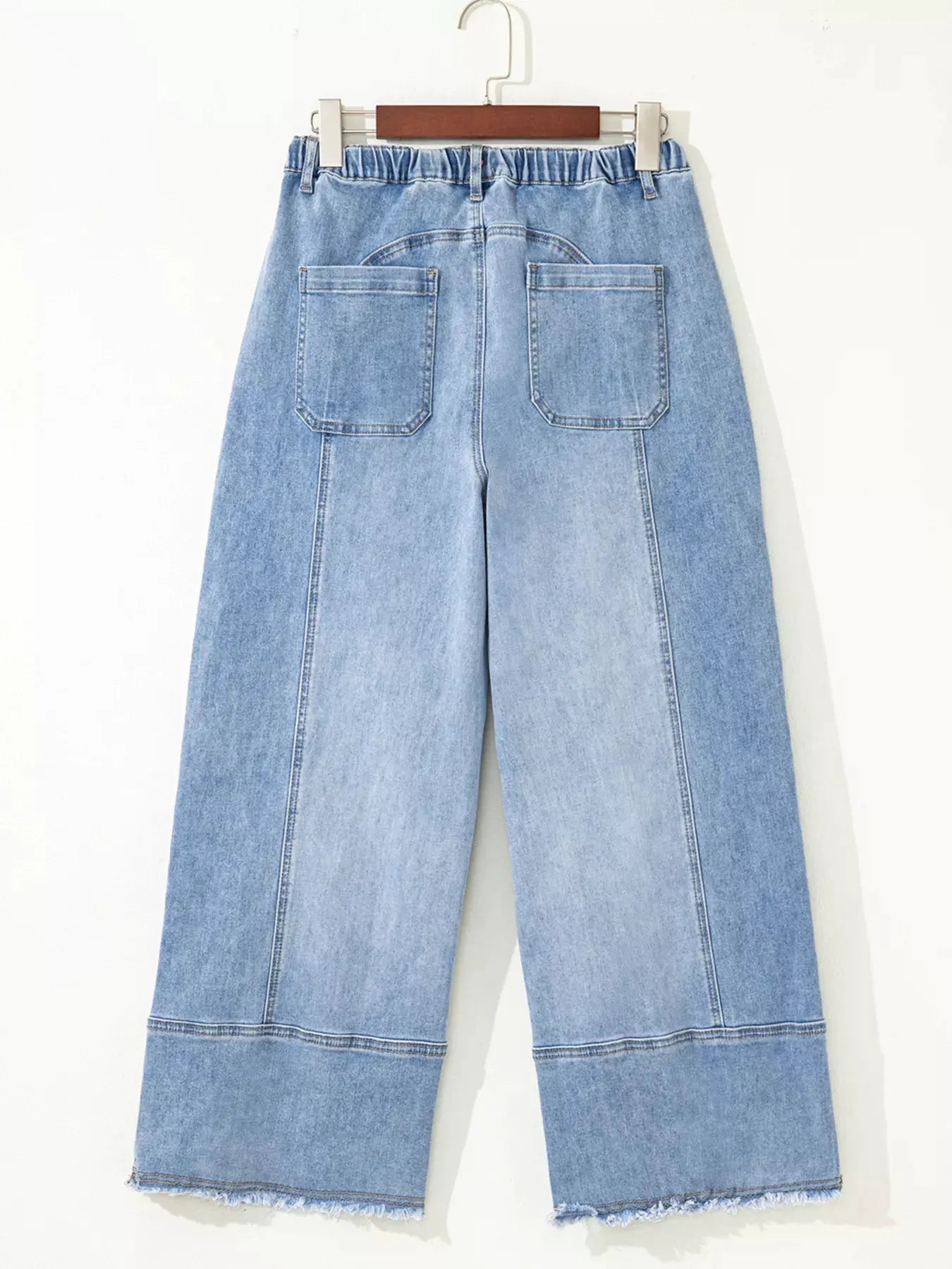 Wide Leg Drawstring Raw Hem Jeans by Partner Label