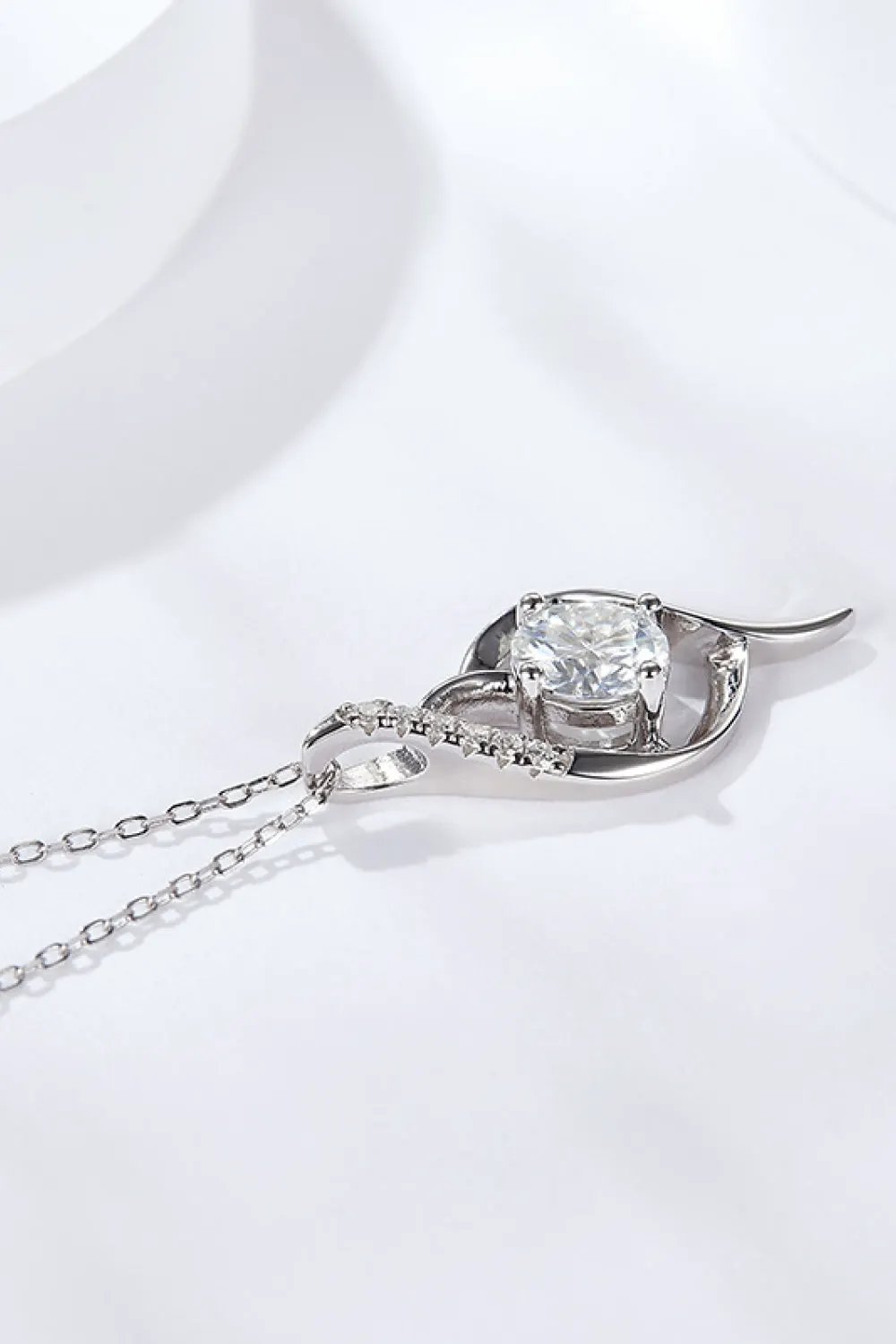 Platinum-Plated 1 Carat Moissanite Pendant Necklace by Partner Label