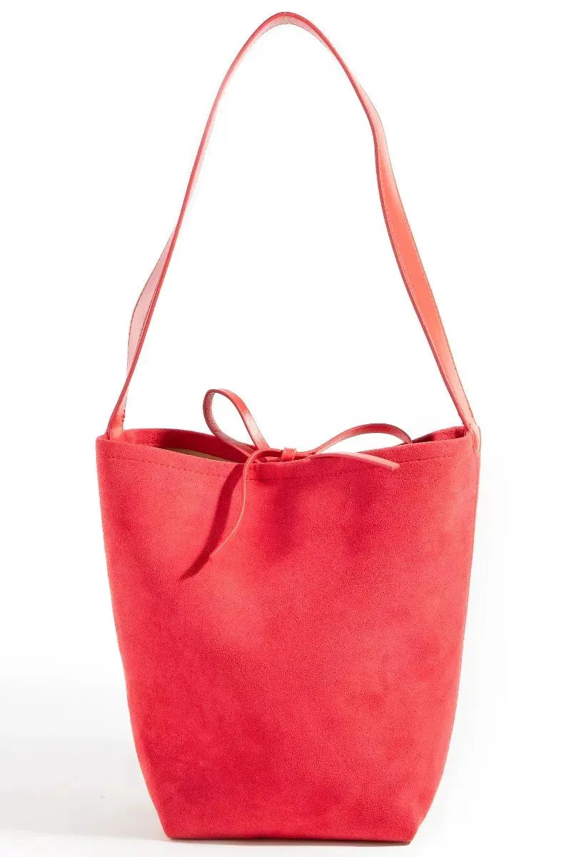 Fame Bucket Pouch Faux Suede Tote Bag by Fame