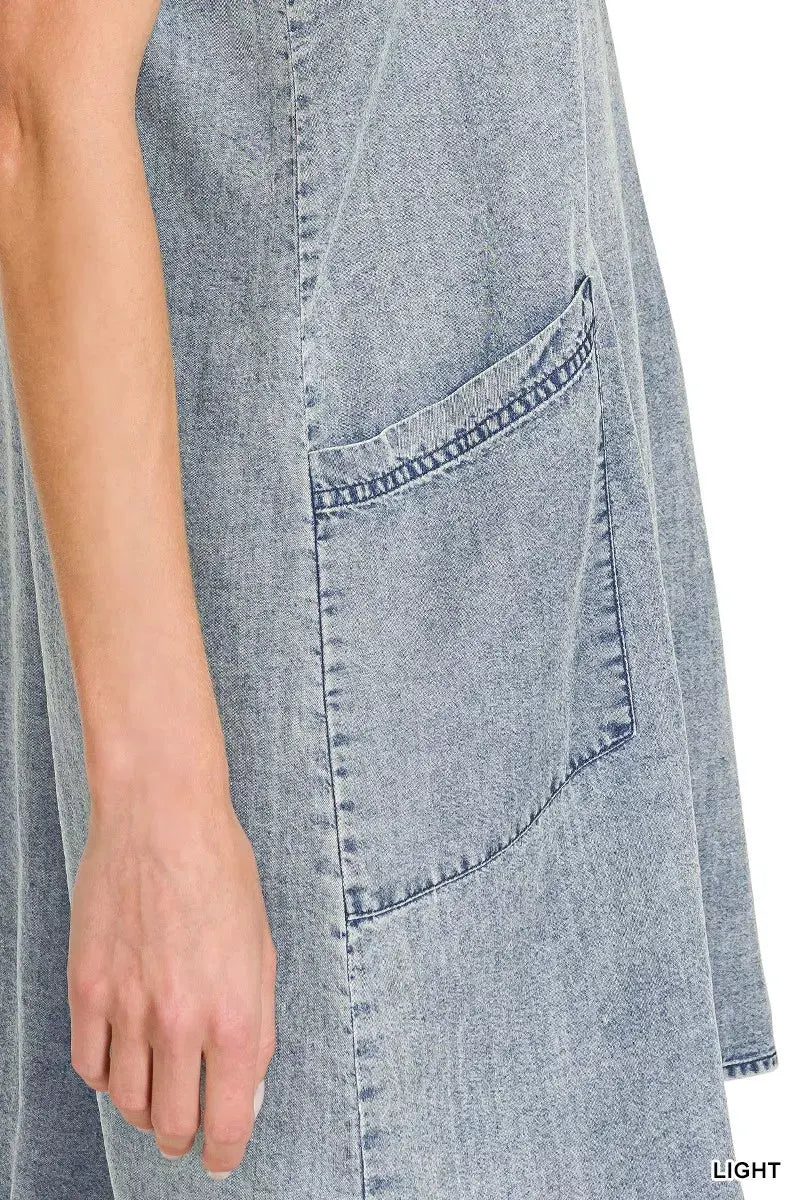 Zenana Enzyme Stone Washed Lyocell Mini Dress by Zenana