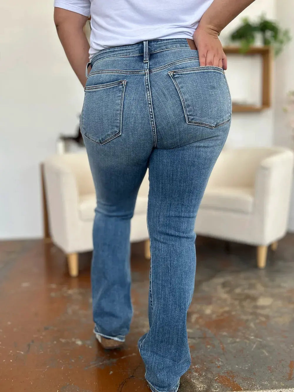 Judy Blue Full Size Mid-Rise Waist Straight Jeans by Judy Blue