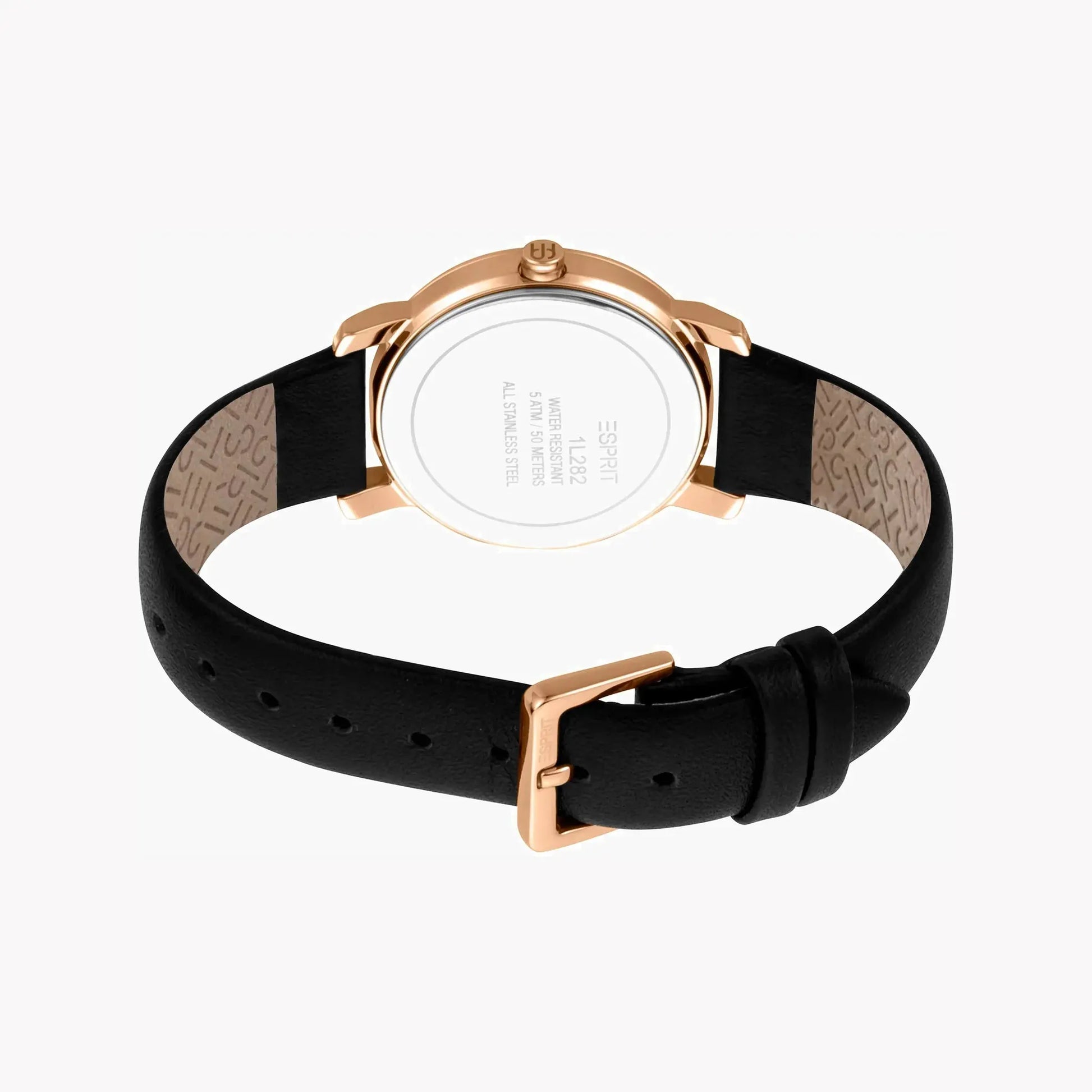 Esprit Women's Black Leather Watch, Silver Dial | Es1l046m0035 by ESPRIT