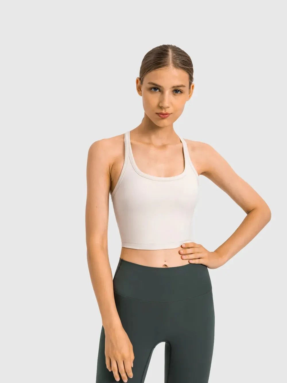 Millennia Scoop Neck Active Tank with Detachable Chest Pads by Millennia