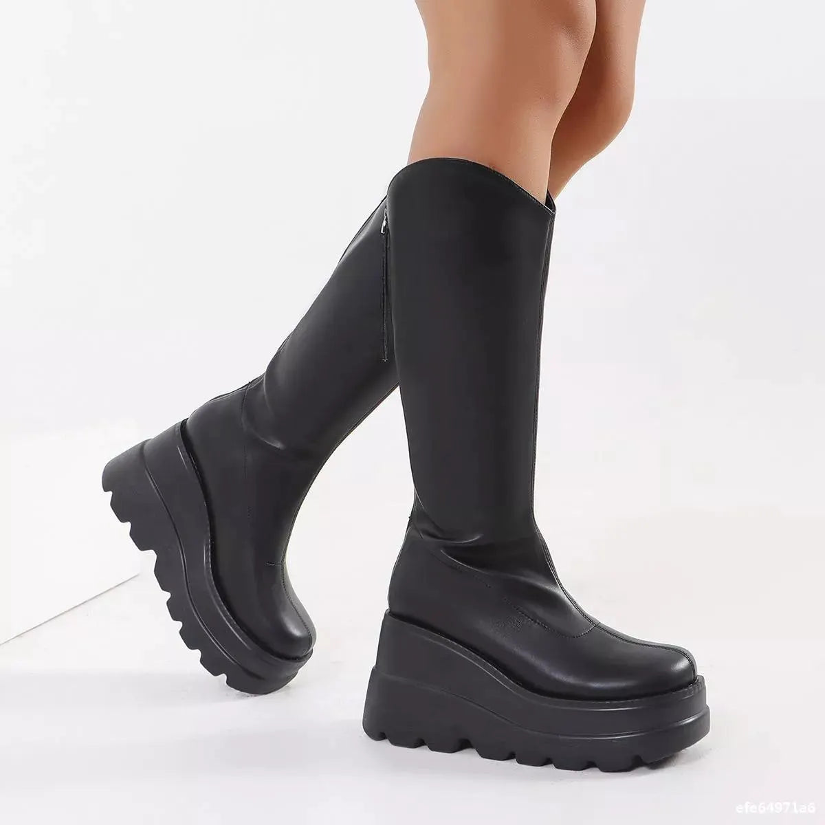Round Toe Platform Wedge Boots by Partner Label