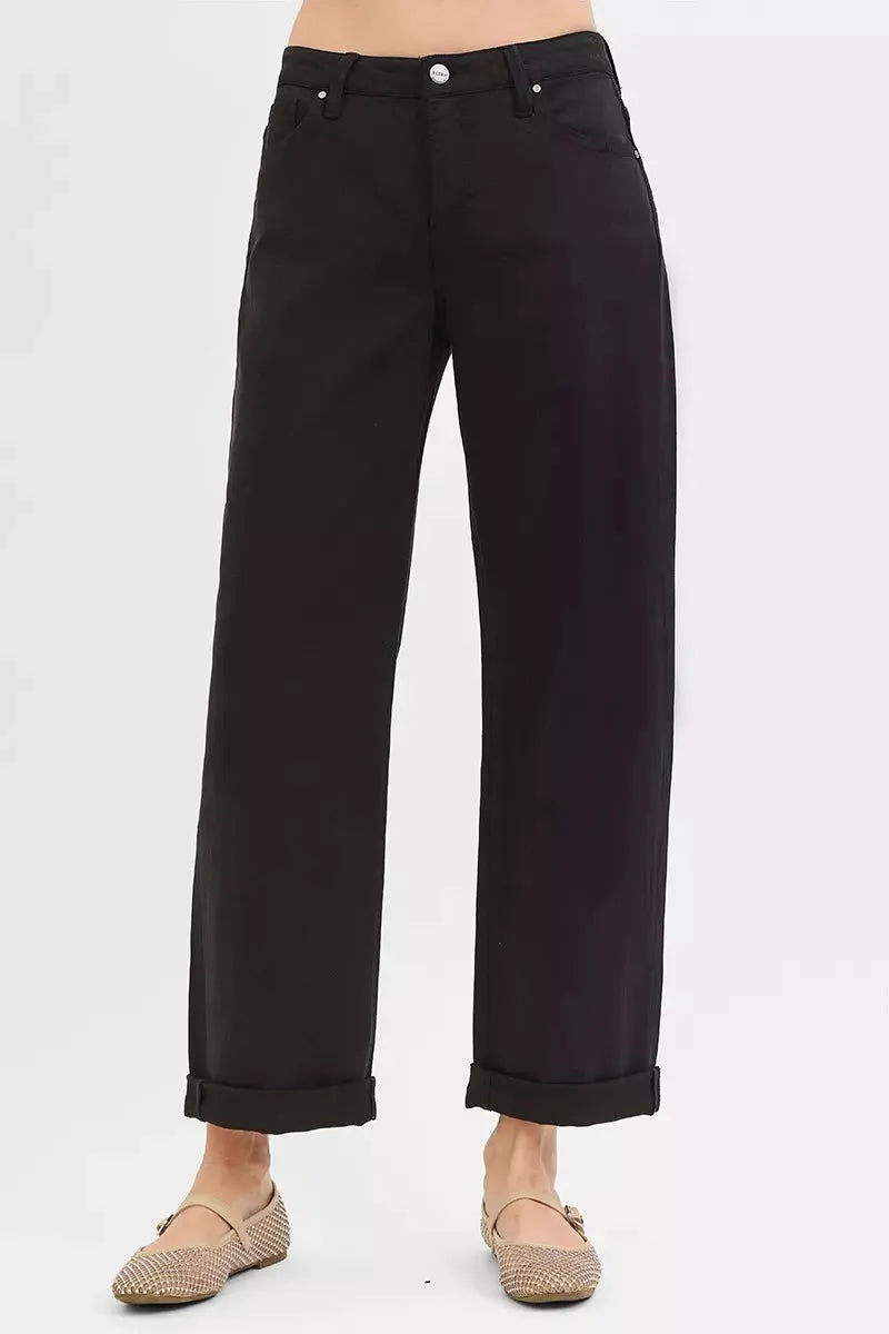 RISEN Tummy Control Mid Rise Ankle Barrel Relaxed Baggy by RISEN