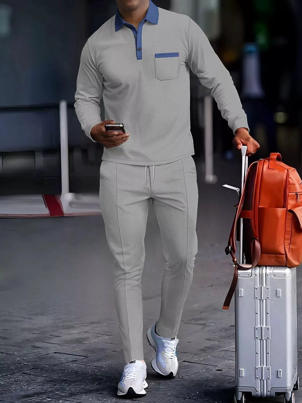 Men's Full Size Long Sleeve Top and Pants Set Plus Size by Trendsi