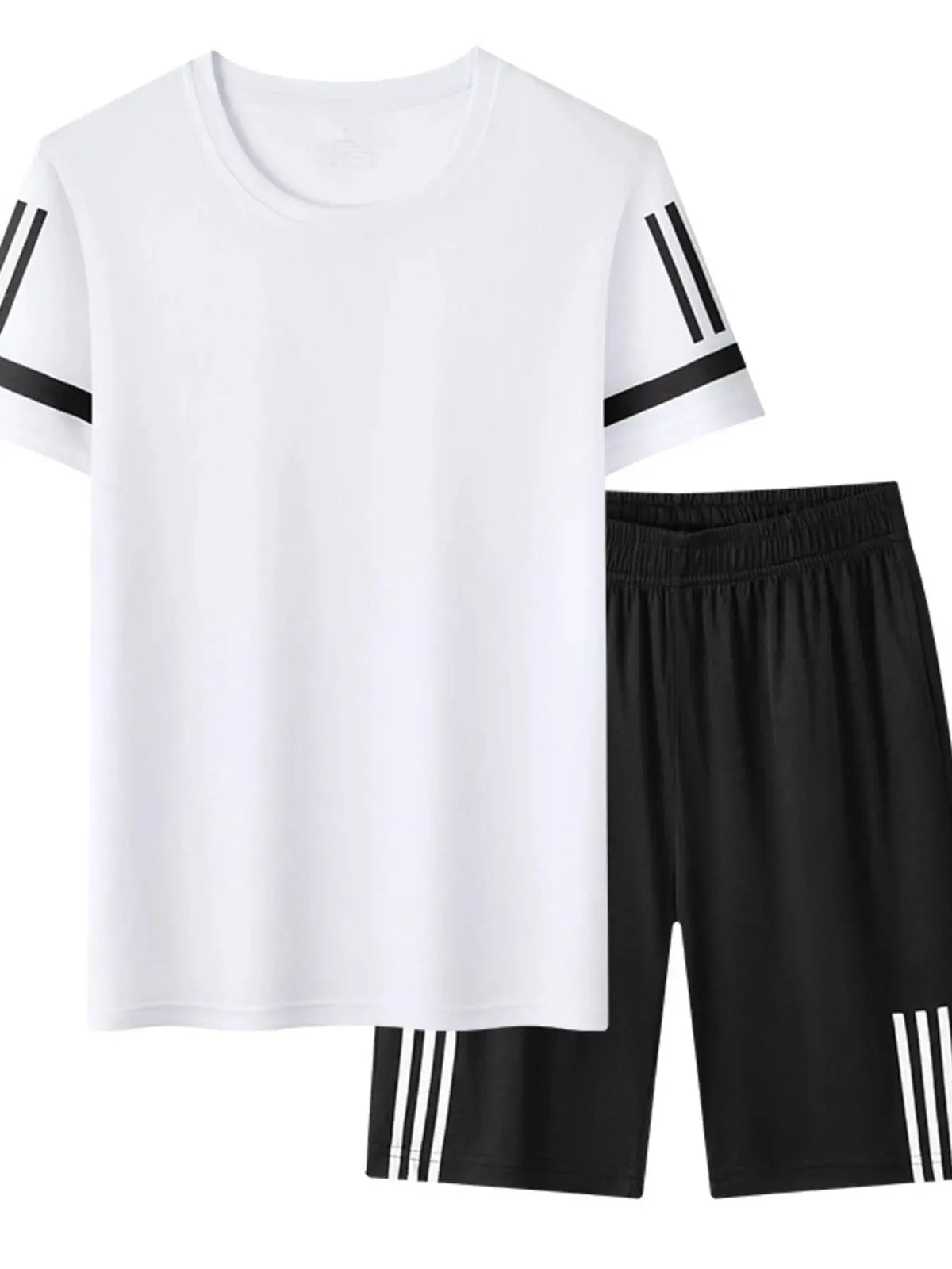 Men's Plus Size Round Neck Short Sleeve Top and Shorts Set by Trendsi