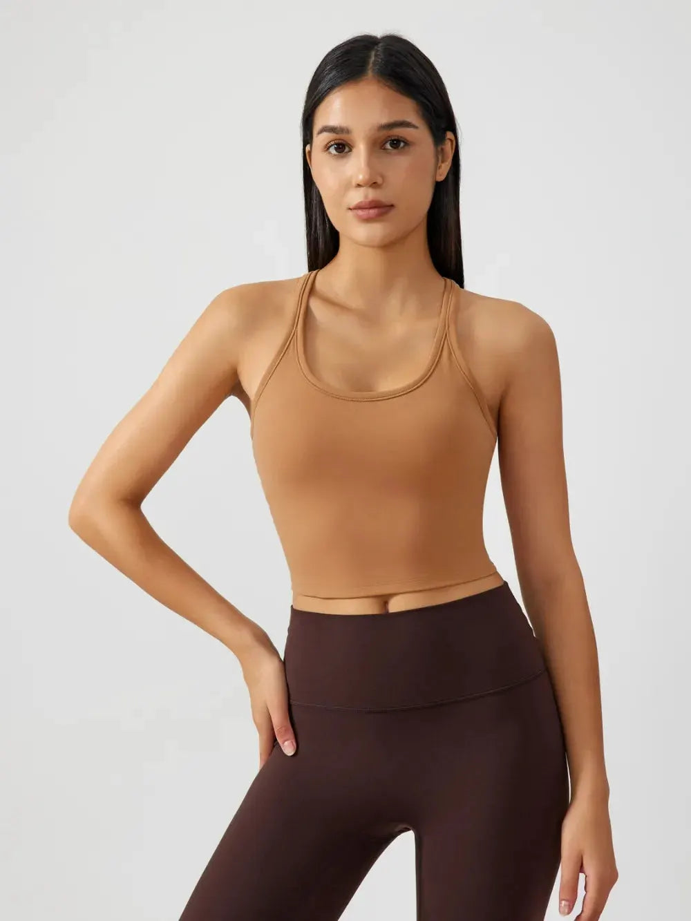 Millennia Scoop Neck Active Tank with Detachable Chest Pads by Millennia