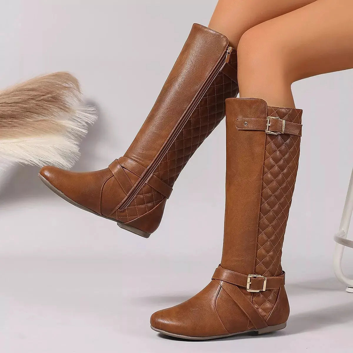 Round Toe Block Heels Boots by Partner Label